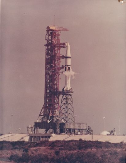 NASA Nasa. Rocket takeoff from Cape Canaveral, Florida. Circa 1965.period chromogenic...