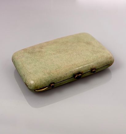 null Minaudière in gilded metal, ., covered with stingray with small grains color...