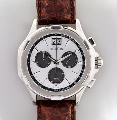 null "Michel Herbelin _x000B_- Steel sport chronograph watch with quartz movement._x000B_-...