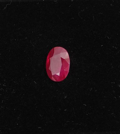 null Isolated oval ruby weighing 4.19 carats, sold with its certificate from the...