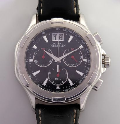 null "Michel Herbelin_x000B_Steel sports chronograph watch with quartz movement._x000B_-...