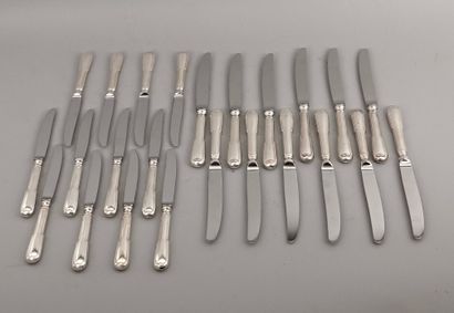 Set of 12 table knives and 12 dessert knives,...