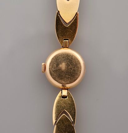 null Bracelet montre de dame en or jaune, 750 MM, boîtier rond, diamètre 14 mm, fond...