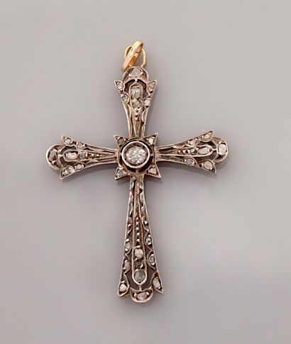 Cross pendant in silver 925MM and yellow...