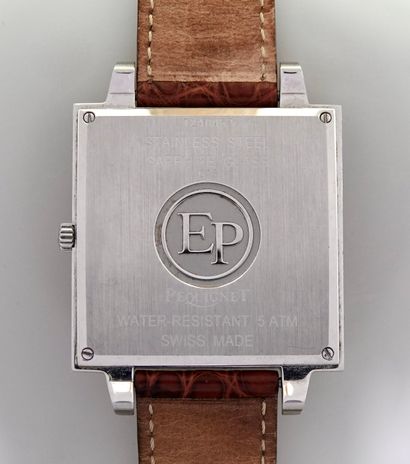 null 
"Pequinet

City watch in steel with quartz movement.

- Square steel case,...