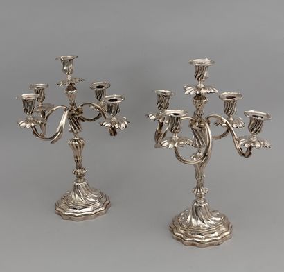 Pair of candelabra four branches, five lights...