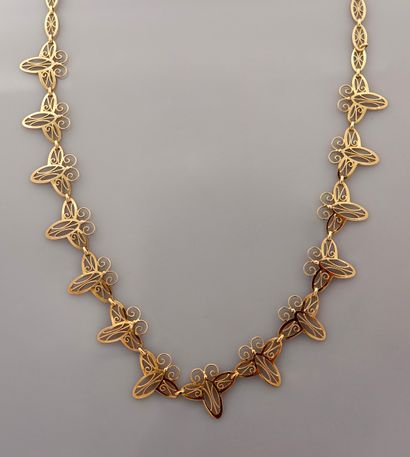 null Collier Draperie en or jaune, 750 MM, fermoir à ressort, longueur 40 cm, vers...