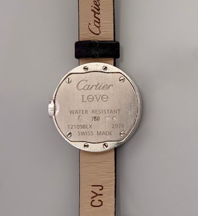 null CARTIER, Love. Bracelet montre de dame en or gris, 750 MM, boîtier rond, lunette...