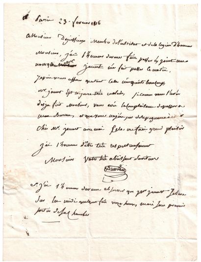André Marie CONSTANT DUMÉRIL (1774 - 1860) 
Zoologist.
Letter A.S. of Paris, February...