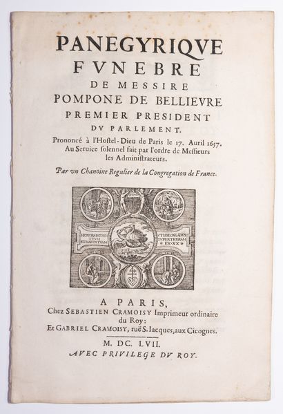 null POMPONNE II DE BELLIÈVRE (1606-1657) Politician, First President of the Parliament...