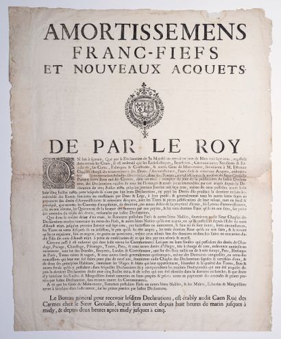 null CALVADOS. CAEN. "AMORTISSEMENTS, FRANC-FIEFS and new ACQUISITES." Notice to...