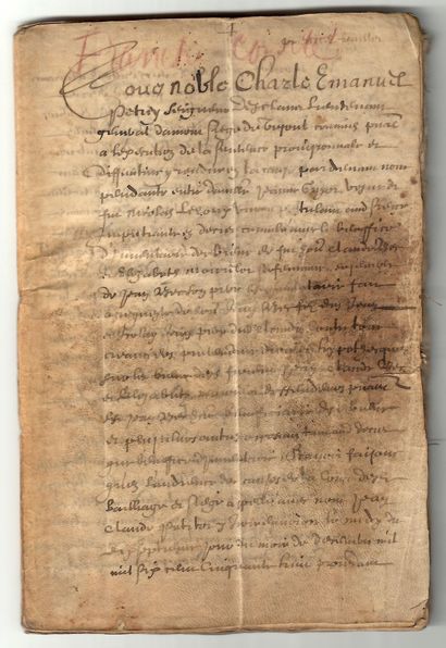 null FRANCHE-COMTÉ. 1659. VESOUL. Parchment notebook of 59 pages (22,5 x 15) with...