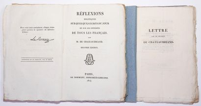 null François René Vicomte de CHATEAUBRIAND, Writer and Politician: 2 printed booklets....
