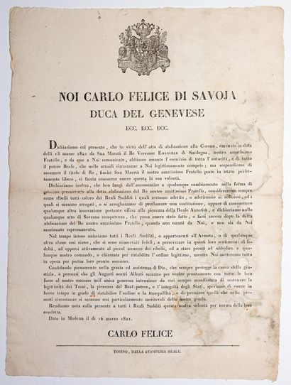 Charles Félix de SAVOIE Duke of Geneva (1765-1831) was King of Sardinia and Duke...