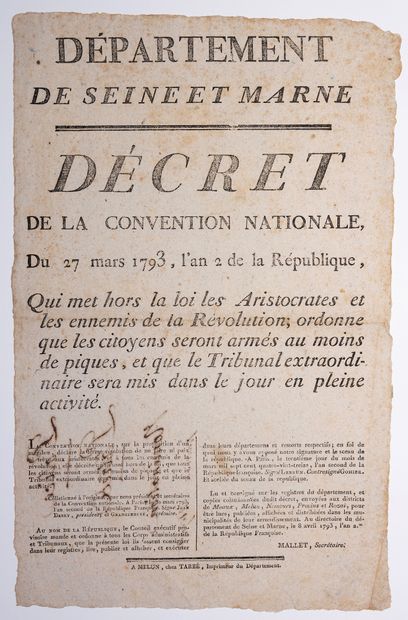 null SEINE-ET-MARNE. 1793. REVOLUTION. "Decree of the National Convention, of March...