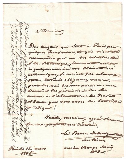 null GARD. Baron de MARGUERITTES of NÎMES. Letter A.S.
Esprit Eugène Louis TEISSIER...