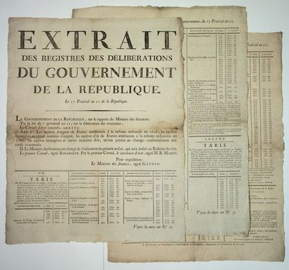 null MANUFACTURE OF COINS. BONAPARTE First Consul. LOIRE. "Extract from the registers...