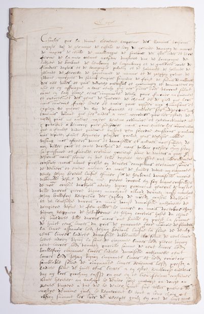 null ARTOIS - CHARLES QUINT (1500 - 1558) Empereur - Copie de lettres d'Octrois de...