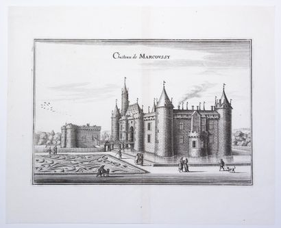 null ESSONNE. Castle of MARCOUSSIS. 17th century engraving by MÉRIAN. "Chasteau de...