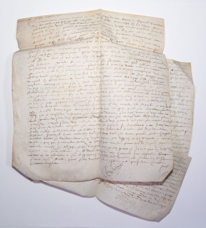 null ORNE. ARGENTAN. Bundle of 5 parchments : Land rent in the Chaussée d'Argentan...