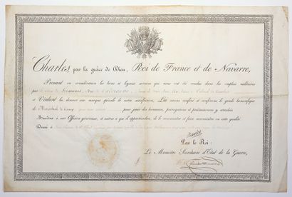CHARLES X au Château de SAINT CLOUD (92). Patent signed CHARLES X (From his Claw)...