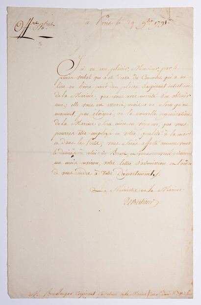 null BERTAND DE MOLLEVILLE (Antoine François) 1744 - 1818, Intendant of Brittany,...