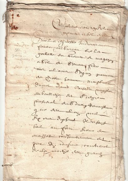null YONNE. GRENIERS À SEL DE SENS (89). 1623. «Extrait des registres des Greniers...