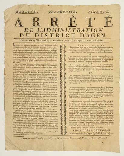 null LOT-ET-GARONNE. Decree of the administration of the DISTRICT OF AGEN, session...