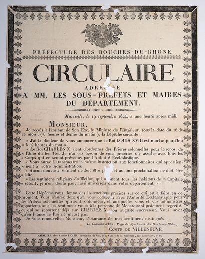 null DEATH OF KING LOUIS XVIII, LONG LIVE KING CHARLES X.
"Circular of the Count...