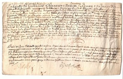 null SEINE MARITIME. 1689. BERNIÈRES-LA-RIVIÈRE - "From Hault and Powerful Lord Estienne...