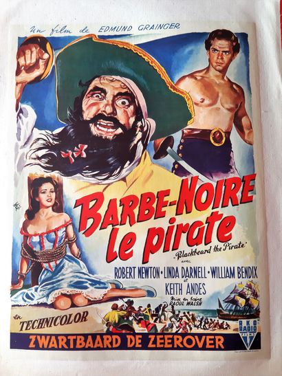 null Barbe-noire le pirate
Année : 1952, affiche belge
Réal : Raoul Walsh
Act : Robert...