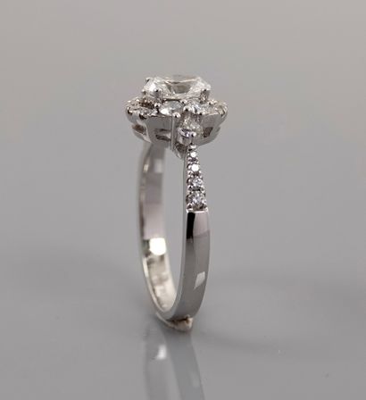 null Bague en or gris, 750 MM, centrée d'un diamant taille ovale pesant 0,50 carat...