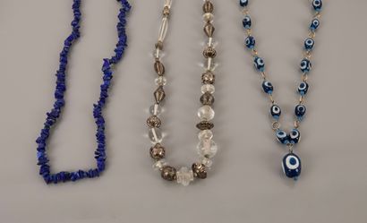 null Lot : Sautoirs en sodalites, perles de verre, perles de verre bleu ,