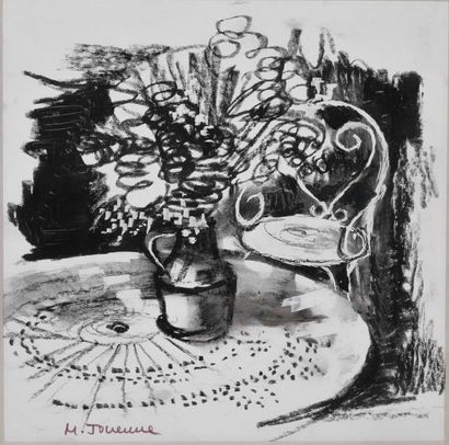 null Michel Jouenne (XXth century)
Bunch of flowers
Charcoal on paper, signed lower...
