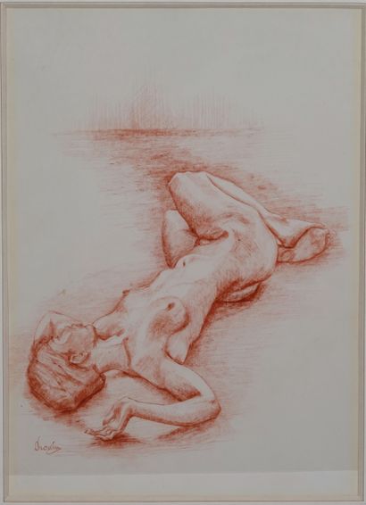 null Patrick Drouin (born 1948)
Nude lying on the ground 
Sanguine on paper signed...