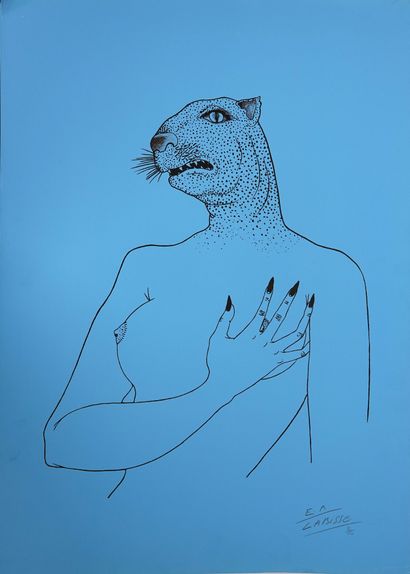 null Felix LABISSE (1905-1982)
Untitled, cheetah woman
Lithograph on vellum, 
Signed...