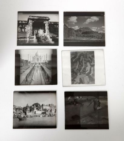 null Box of photographic glass plates. 
Various themes including views of India.