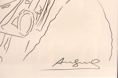 null Andy Warhol, d'après
Portrait de la reine Elisabeth II
Crayon sur papier 
Porte...