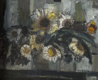 null Christane Zufferey (1920-2011)
Bouquet de fleurs
Huile sur panneau d'isorel...