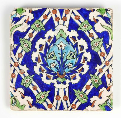 null Kutahya tile
Turkey, 20th century
Decor with central medallion and arabesques
20...