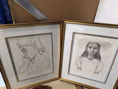 Set of 2 framed pieces including : 
- Jacques...