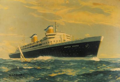 null William James AYLWARD (1875-1956)
Chromolithography of an ocean liner
51 x 74...
