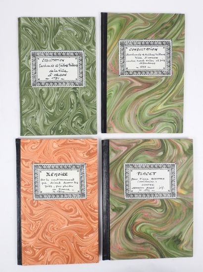 null JUDAICA: set of 4 rare booklets in modern cardboard: Dissertation on the bond...