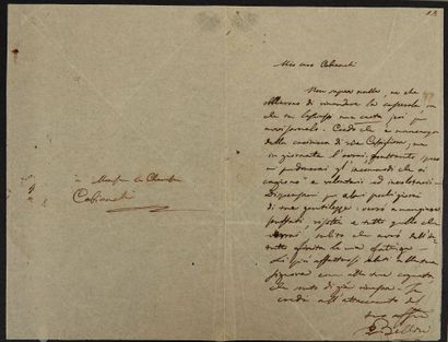 null Vincenzo BELLINI (1801-1835), 
Importante lettre autographe signée de Bellini...
