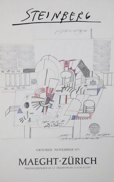 null Saul STEINBERG (1914-1999) d'après,
Affiche pour l'exposition "Steinberg" à...