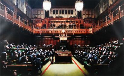 null Banksy, after
Monkey Parliament
Print on paper
With the flyer of Banksy versus...