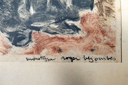 null Roger Bezombes (1913-1994)
Monotype rehaussé à la gouache sur papier contrecollé...