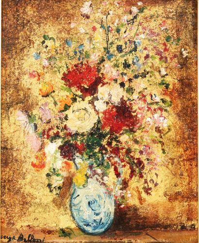 null Serge Belloni (1925-2005), 
Bouquet de fleurs, 
Huile sur toile
Signée en bas...