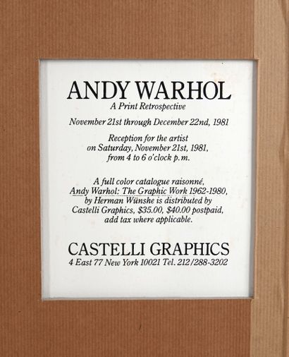 null Andy Warhol, after
Invitation card to "A Print Retrospective" at Castelli Graphics...