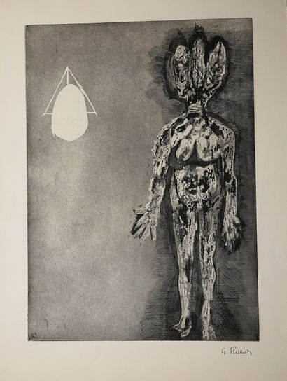 null Germaine RICHIER (1904-1959)
Femme aux trois visages
Gravure en noir sur papier,...